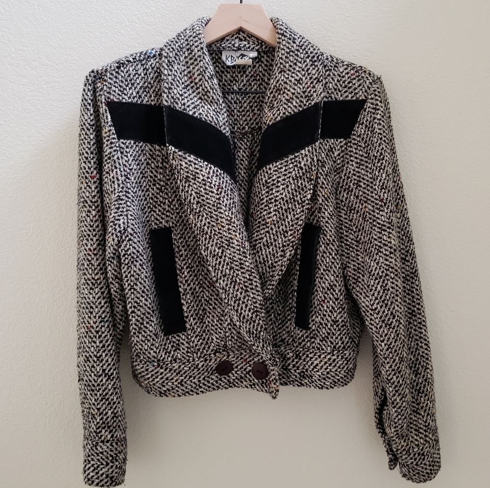 VINTAGE Kristy Cropped Wool Blend Coat Jacket